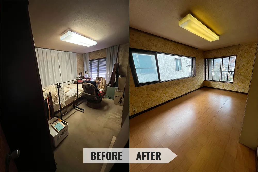 遺品整理の作業事例 部屋のビフォーアフター画像