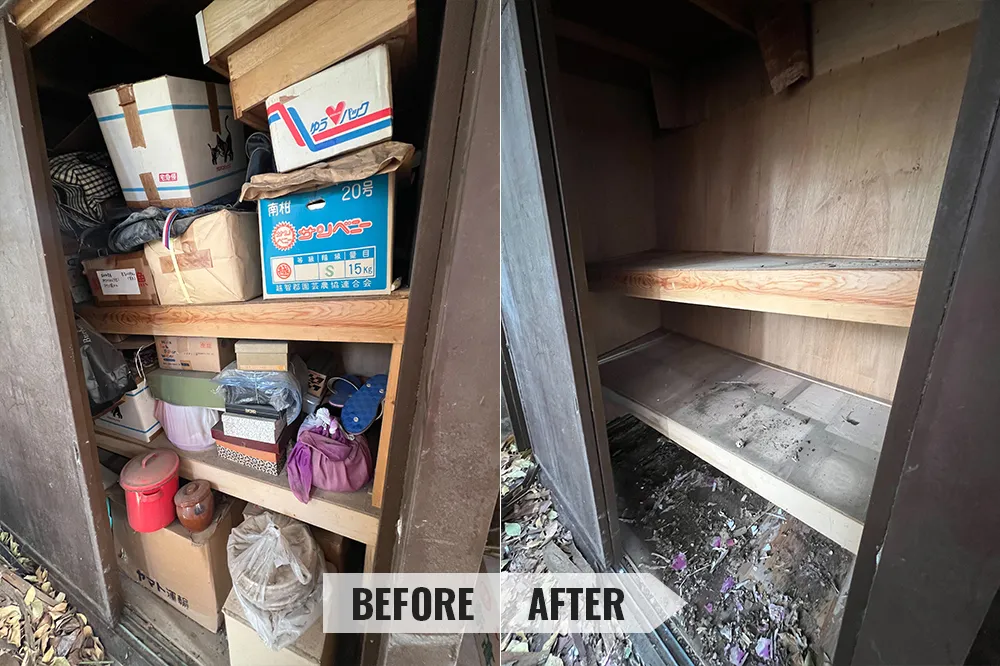 遺品整理の作業事例 物置のビフォーアフター画像